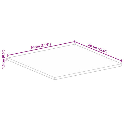 Pöytälevy 60x60x1,5 cm Neliönmuotoinen massiivipuu kierrätetty
