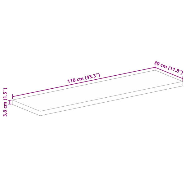 Pöytälevy 110x30x3,8 cm suorakaide kierrätetty täyspuu