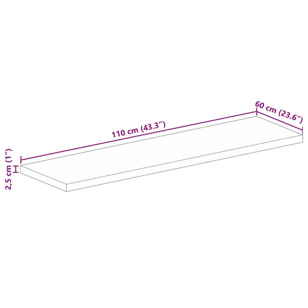 Pöytälevy 110x60x2,5 cm suorakaide kierrätetty täyspuu
