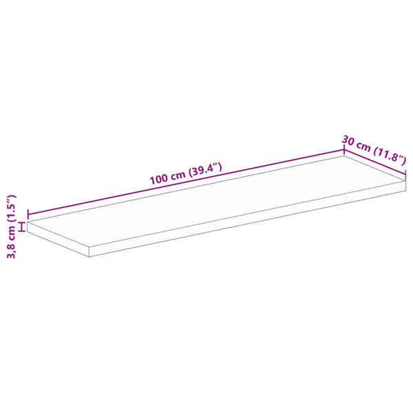 Pöytälevy 100x30x3,8 cm suorakaide karkea täysi mangopuu