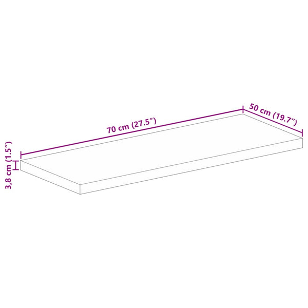 Pöytälevy 70x50x3,8 cm suorakaide karkea täysi mangopuu