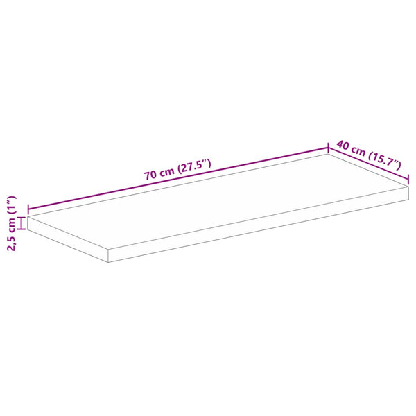 Pöytälevy 70x40x2,5 cm suorakaide karkea täysi mangopuu