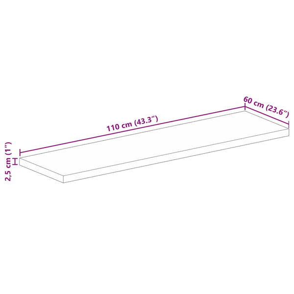 Pöytälevy 110x60x2,5 cm Suorakulmainen massiivipuu mango