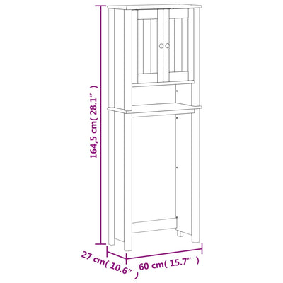WC:n yläpuolinen kaappi BERG musta 60x27x164,5 cm täysi mänty