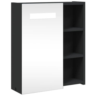 Kylpyhuoneen peilikaappi LED-valolla musta 45x13x52 cm