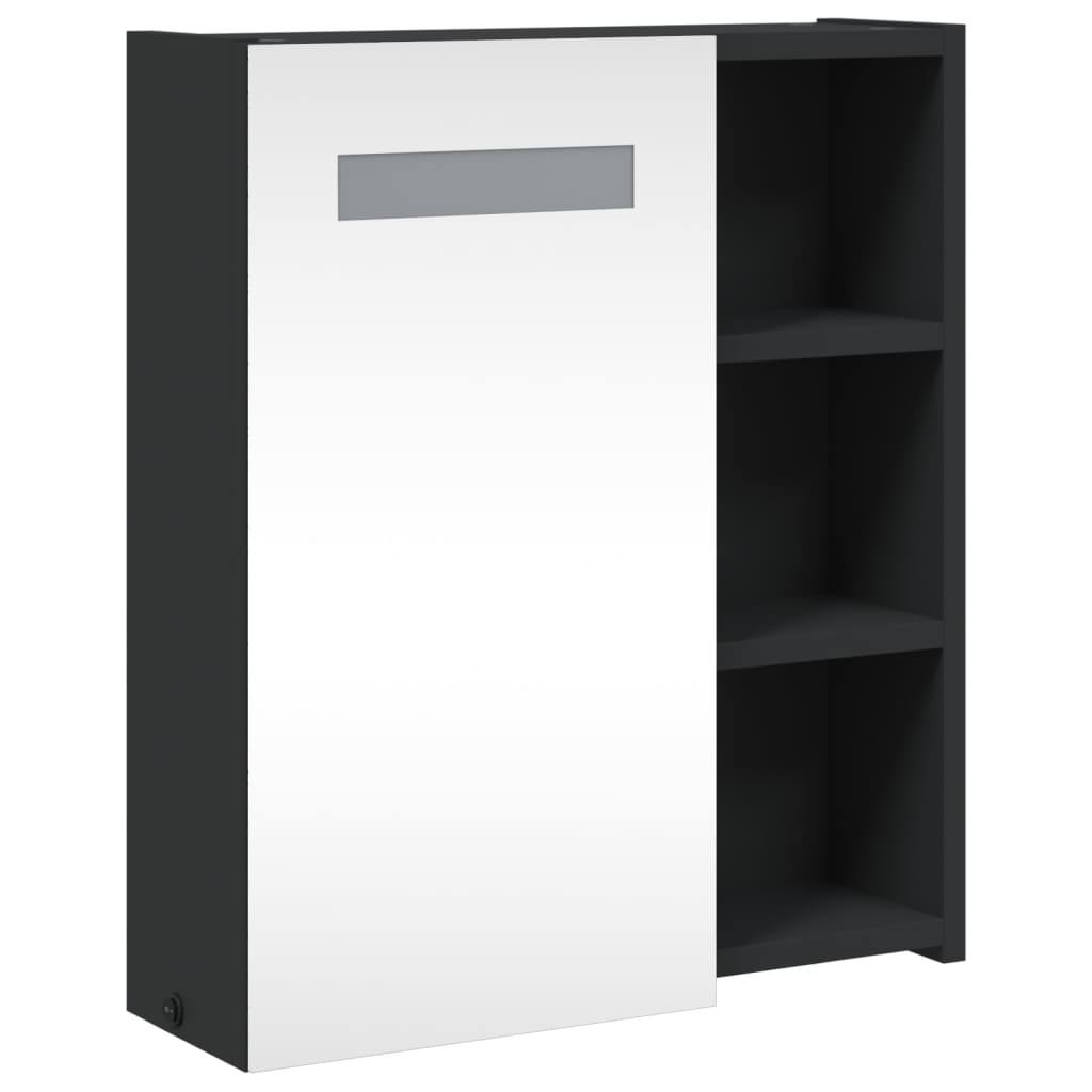 Musta kylpyhuoneen peilikaappi led-valolla Berneice 45x13x52cm