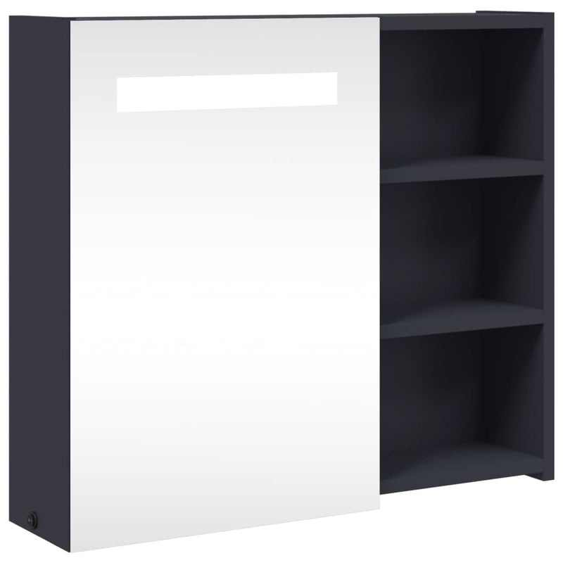 Vaaleanharmaa kylpyhuoneen peilikaappi led-valolla Berneice 60x13x52cm