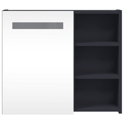 Kylpyhuoneen peilikaappi LED-valolla vaaleanharmaa 60x13x52 cm