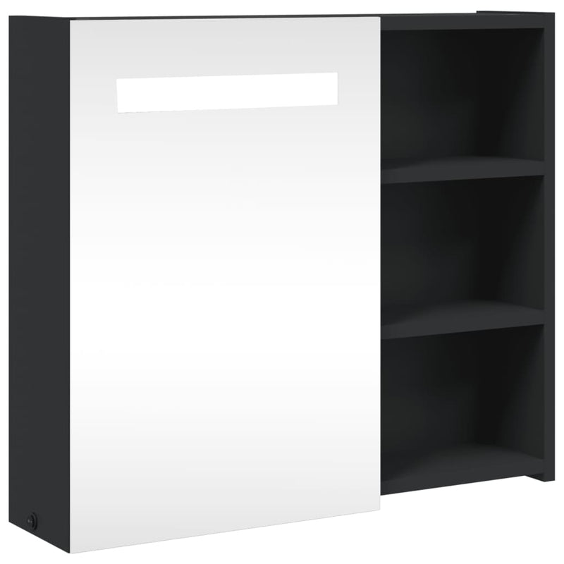 Musta kylpyhuoneen peilikaappi led-valolla Berneice 60x13x52cm