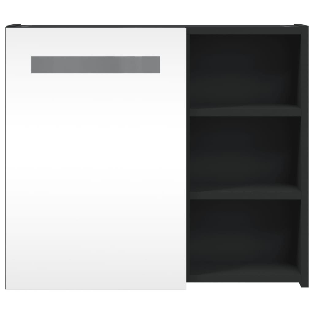 Musta kylpyhuoneen peilikaappi led-valolla Berneice 60x13x52cm