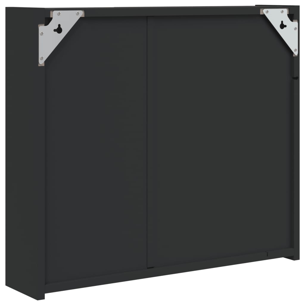 Musta kylpyhuoneen peilikaappi led-valolla Berneice 60x13x52cm