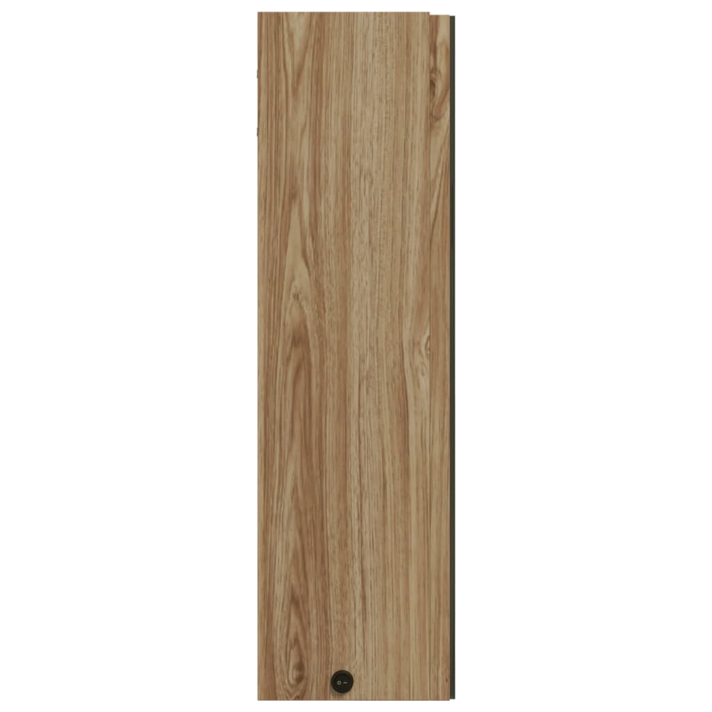 Vaalea tammi kylpyhuoneen peilikaappi led-valolla Berneice 60x13x52cm