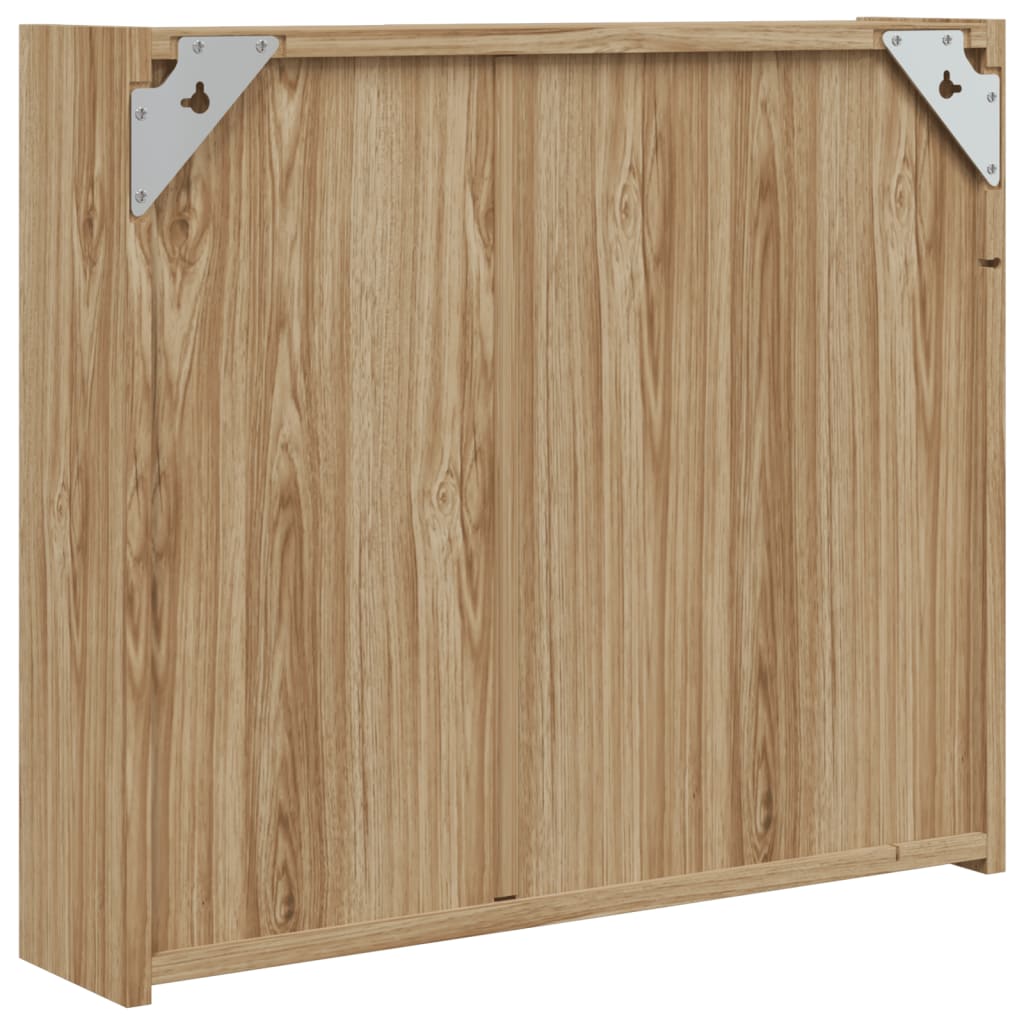 Vaalea tammi kylpyhuoneen peilikaappi led-valolla Berneice 60x13x52cm
