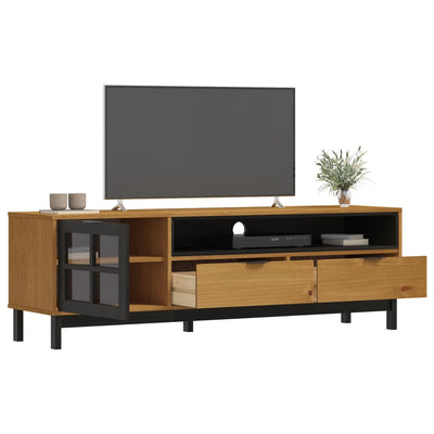 TV-taso lasiovella FLAM 158x40x50 cm täysi mänty