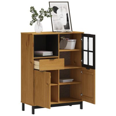 Kaappi lasiovella FLAM 92x40x122,5 cm täysi mänty