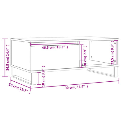 Valkoinen sohvapöytä Avraham 90x50x36,5cm (puinen)