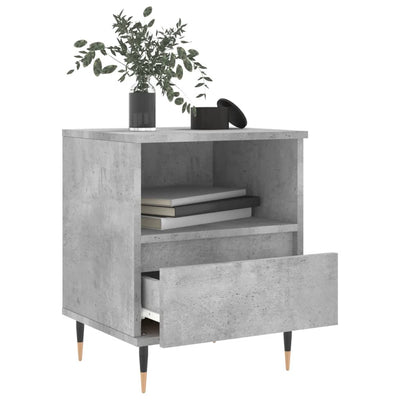 Yöpöydät 2 kpl betoninharmaa 40x35x50 cm tekninen puu