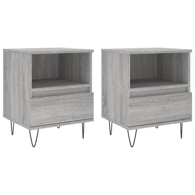 Yöpöydät 2 kpl harmaa Sonoma 40x35x50 cm tekninen puu