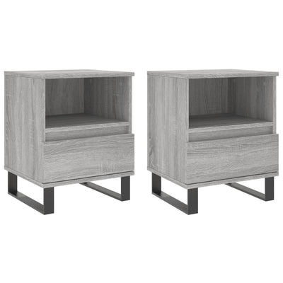 Yöpöydät 2 kpl harmaa Sonoma 40x35x50 cm tekninen puu