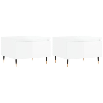 Korkeakiilto valk. sohvapöydät Anidor 50x46x35cm (2 kpl puinen)