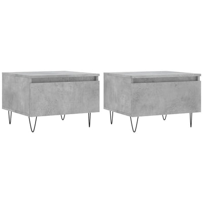 Sohvapöydät 2 kpl betoninharmaa 50x46x35 cm tekninen puu