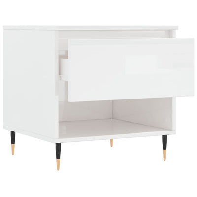 Valkoinen sohvapöytä Fagarasan 50x46x50cm (korkeakiilto, puinen)