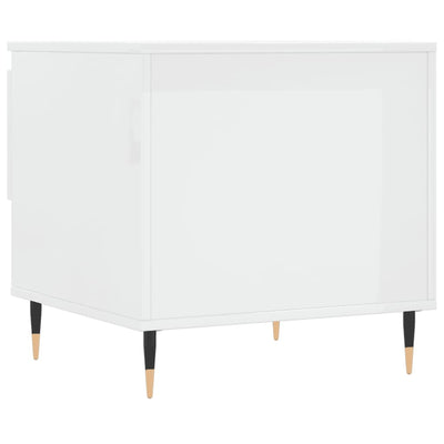 Valkoinen sohvapöytä Fagarasan 50x46x50cm (korkeakiilto, puinen)