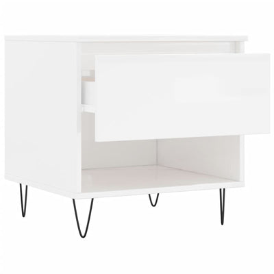 Korkeakiilto valk. sohvapöydät Tipra 50x46x50cm (2 kpl puinen)