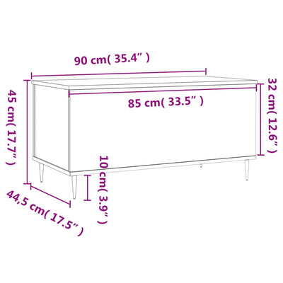 Sohvapöytä betoninharmaa 90x44,5x45 cm tekninen puu
