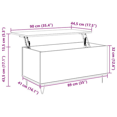 Valkoinen sohvapöytä Luchetia 90x44,5x45cm (puinen)