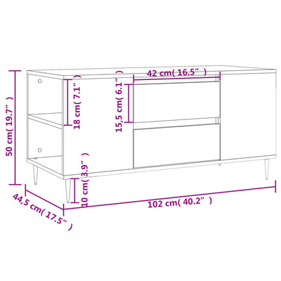 Sohvapöytä ruskea tammi 102x44,5x50 cm tekninen puu