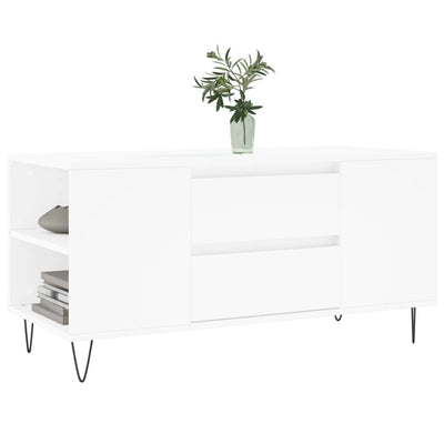 Sohvapöytä valkoinen 102x44,5x50 cm tekninen puu
