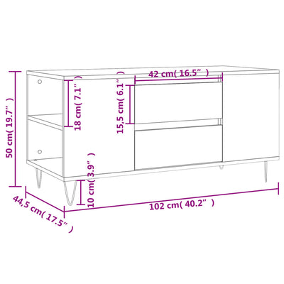 Sohvapöytä Sonoma-tammi 102x44,5x50 cm tekninen puu
