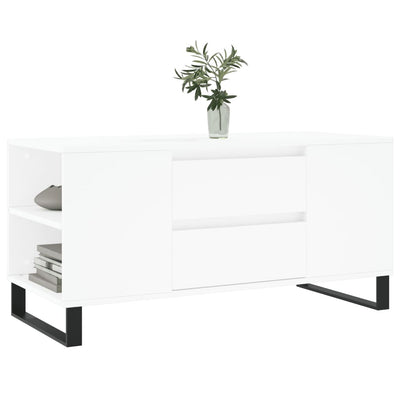 Sohvapöytä valkoinen 102x44,5x50 cm tekninen puu