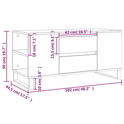 Sohvapöytä Sonoma-tammi 102x44,5x50 cm tekninen puu