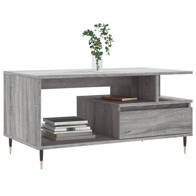 Sohvapöytä harmaa Sonoma 90x49x45 cm tekninen puu