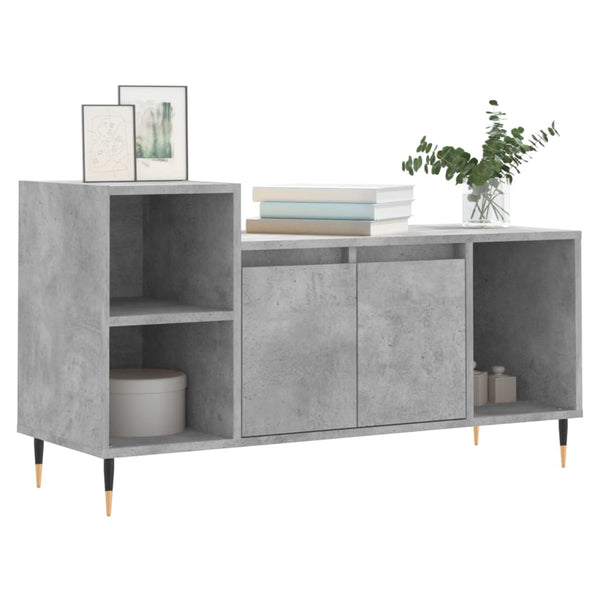 TV-taso betoninharmaa 100x35x55 cm tekninen puu