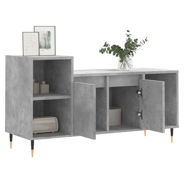 TV-taso betoninharmaa 100x35x55 cm tekninen puu