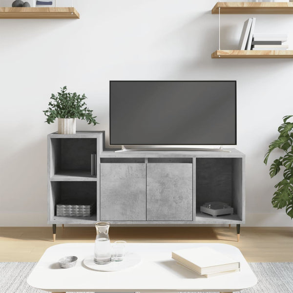 TV-taso betoninharmaa 100x35x55 cm tekninen puu