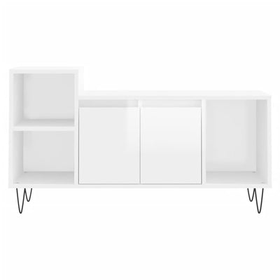 TV-taso korkeakiilto valkoinen 100x35x55 cm tekninen puu