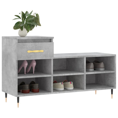 Kenkäkaappi betoninharmaa 102x36x60 cm tekninen puu