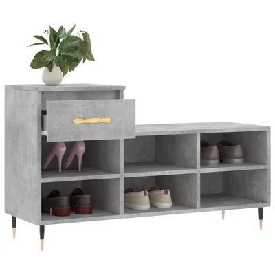 Kenkäkaappi betoninharmaa 102x36x60 cm tekninen puu