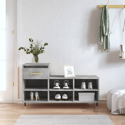 Kenkäkaappi betoninharmaa 102x36x60 cm tekninen puu