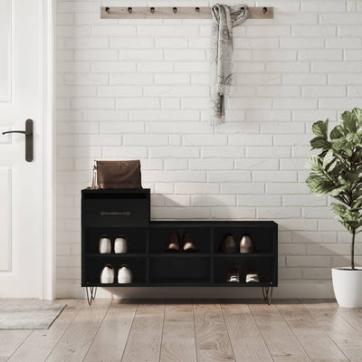 Kenkäkaappi musta 102x36x60 cm tekninen puu