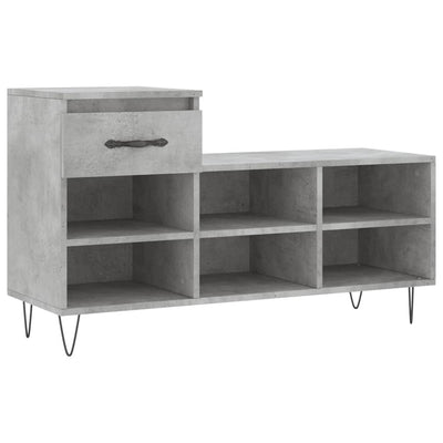 Kenkäkaappi betoninharmaa 102x36x60 cm tekninen puu
