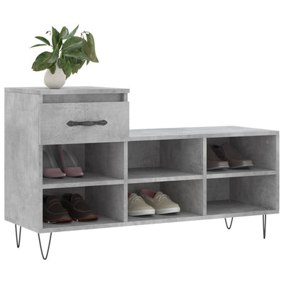 Kenkäkaappi betoninharmaa 102x36x60 cm tekninen puu