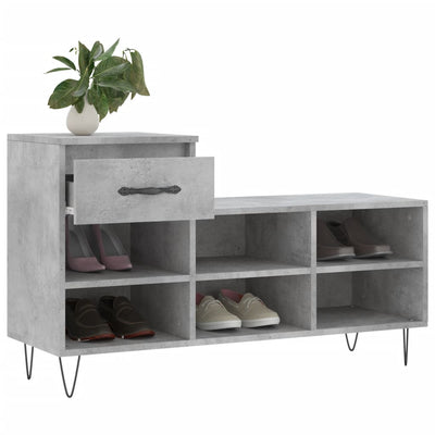 Kenkäkaappi betoninharmaa 102x36x60 cm tekninen puu