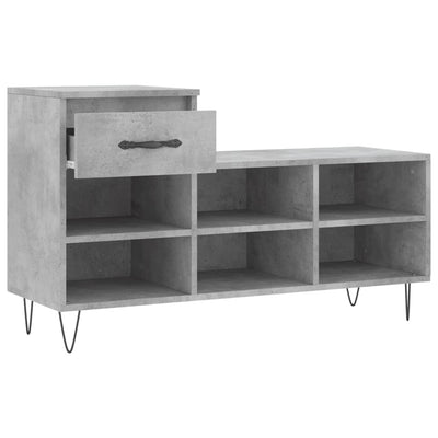 Kenkäkaappi betoninharmaa 102x36x60 cm tekninen puu