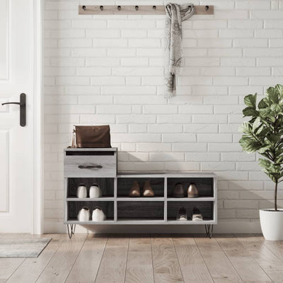 Kenkäkaappi harmaa Sonoma 102x36x60 cm tekninen puu
