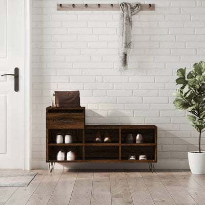 Kenkäkaappi ruskea tammi 102x36x60 cm tekninen puu